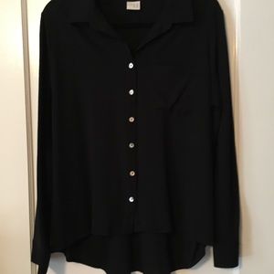 A New Day black button down high low top